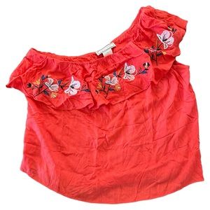 Flying tomato embroidery one shoulder top size L